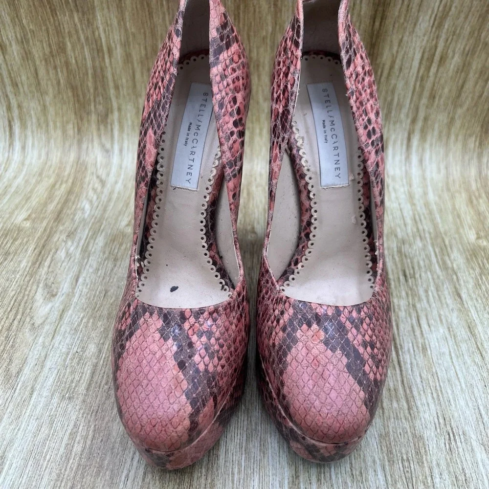 Stella McCartney Corinne Platform Pumps Womens Size 8 EU 38 Pink Snakeskin Heels